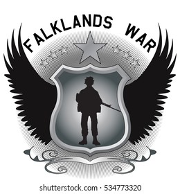 Original design UK Paratrooper shield and crest for the Falklands war with soldier silhouette