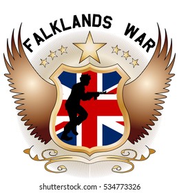 Original design UK Paratrooper shield and crest for the Falklands war with soldier silhouette