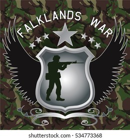Original design UK Paratrooper shield and crest for the Falklands war with soldier silhouette