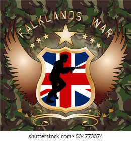 Original design UK Paratrooper shield and crest for the Falklands war with soldier silhouette