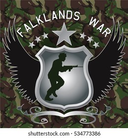 Original design UK Paratrooper shield and crest for the Falklands war with soldier silhouette