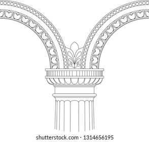 original designed arch, antique architecture, vector illustration, isolated architectural element on white background