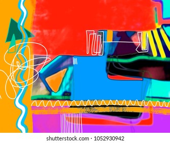 original digital abstract composition, contemporary art colorful abstraction, vector illustration