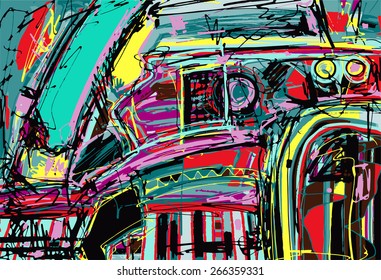 original digital painting of abstraction composition, you can use this artwork print in interior, fabric design, page decoration, packing, art book and other, vector illustration