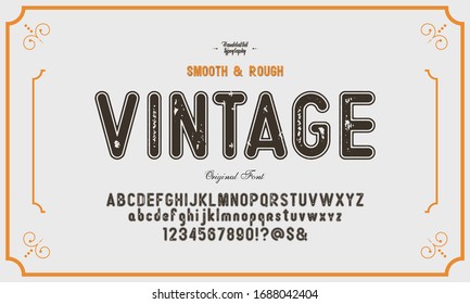 Original display alphabet. Vintage font design. Typeface.