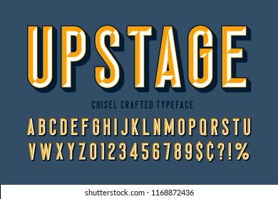 Original display font with facets, alphabet, letters and numbers. Swatch color control