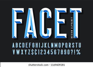 Original display font with facets, alphabet, letters and numbers. Swatch color control