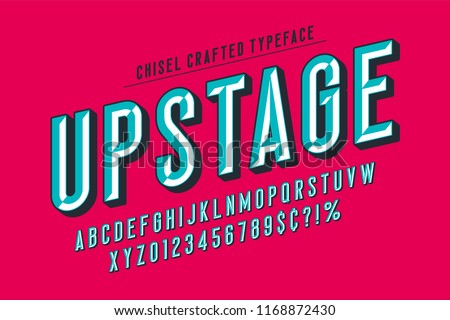 Original display font with facets, alphabet, letters and numbers. Swatch color control