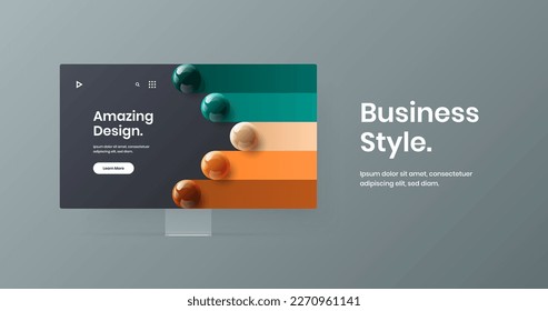 Original display mockup landing page concept. Amazing website screen vector design illustration.