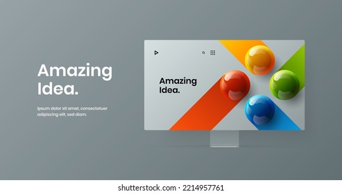 Original display mockup site template. Unique web banner design vector illustration.