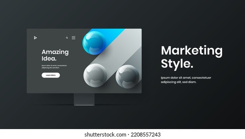 Plantilla original del sitio web de simulación de pantalla. Diseño vectorial de presentación creativa.