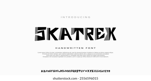 Original Display Typeface Handwritten Art Work, Alphabet Creative Font,Design for music,fashion,brand,urban,movie. Uppercase and Number.Vector illustration