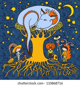original doodle artistic halloween card
