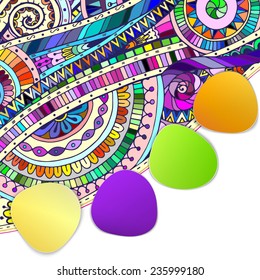 Original drawing abstract tribal doddle ethnic pattern. Colorful rainbow spectrum  background. Vector illustration. Easy editable. Background with geometric elements.