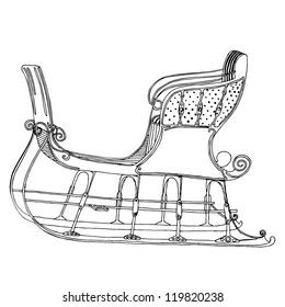 Original drawing of black and white winter sleigh