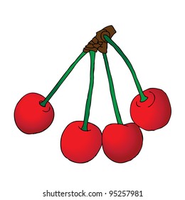 original drawing of cherry on white background- label