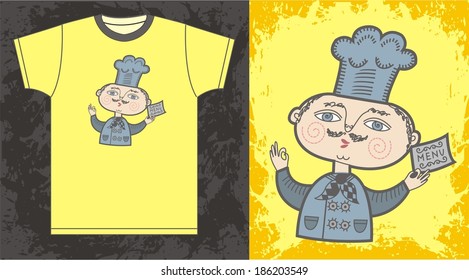 original drawing to print on a T-shirt "Chef"