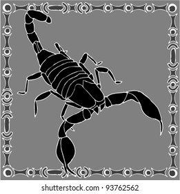 Original drawing of scorpio on grey background