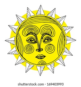 original drawing of Sun on white background 