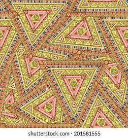 Original drawing tribal doddle ethnic pattern. Seamless pattern with geometric elements.