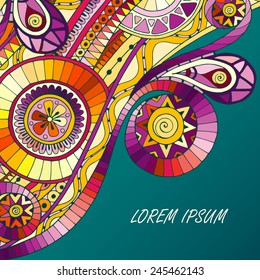 Original drawing tribal doddle ethnic pattern. Background with geometric elements.