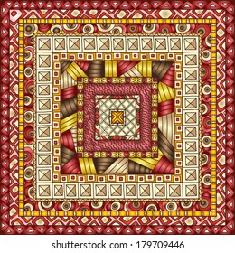 Original drawing tribal doddle rhombus. Seamless pattern with geometric elements.