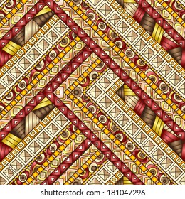 Original drawing tribal doddle rhombus. Seamless pattern with geometric elements.