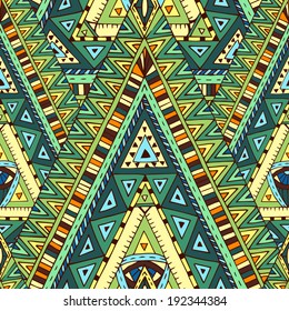 Original drawing tribal doddle rhombus. Seamless pattern with geometric elements.