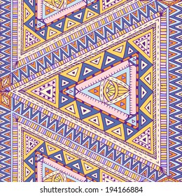 Original drawing tribal doddle rhombus. Seamless pattern with geometric elements.