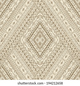 Original drawing tribal doddle rhombus. Seamless pattern with geometric elements.