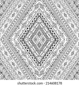 Original drawing tribal doddle rhombus. Background with geometric elements.