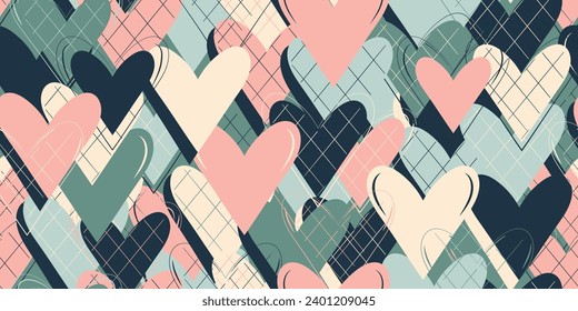 original drawn textile textured heart seamless pattern banner wallpaper