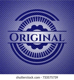 Original emblem with denim high quality background