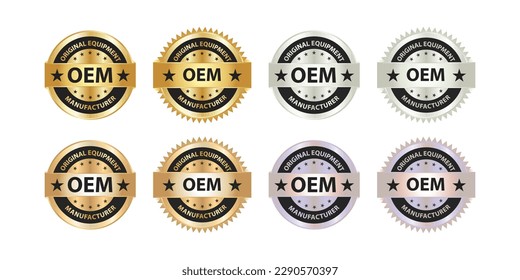 Fabricante del equipo original marca de insignia vectorial con color oro, plata, bronce y platino. Ilustrador de vectores.