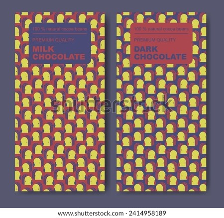 The original finest chocolate abstract vector package design label set. Modern geometric elements background