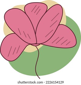 Original flat image of flower with abstract background for home interior, pattern, template, print,posters, invitations, greeting cards. Vector flat design of rose flower. Abstract plant.