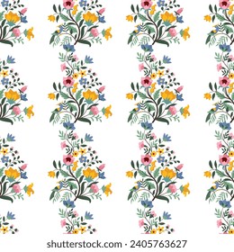 Original Floral design with of a woody vine with exotic flowers, tropic leaves and smaller birds.