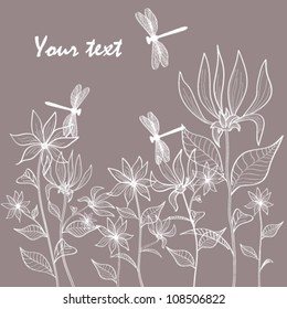 original flowers post card on a light purple background