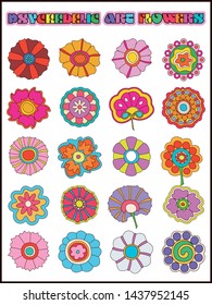 Original Flowers Vintage Psychedelic Art Style from the 1960s