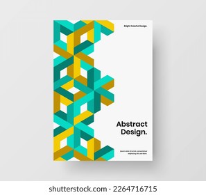 Original flyer design vector illustration. Multicolored mosaic tiles book cover layout.