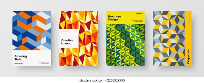 Original flyer design vector layout composition. Minimalistic mosaic tiles corporate brochure concept collection.