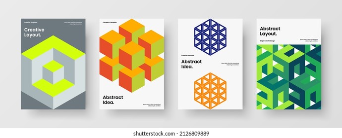 Original flyer design vector template bundle. Isolated geometric pattern catalog cover concept composition.