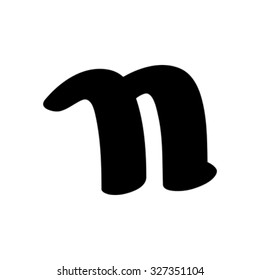 Original font, a funny fat small letter isolated on white, part of a full series