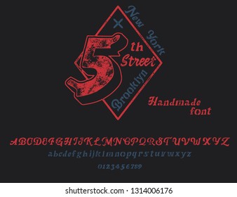 Original font and logo. Print on shirt or sticker. Retro and vintage style. Old school. Classic print.