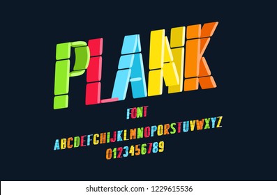 Original font made up of line segments for printing, banners, postcards. Vector Illustration