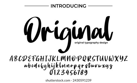 Original Font Pincel elegante pintado en mayúsculas letras vectoriales, alfabeto, tipo de letra