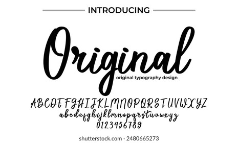 Original Font Pincel elegante pintado en mayúsculas letras de Vector, alfabeto, tipo de letra