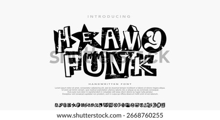 Original Fonts Display Punk typography vector alphabet , Type set for grunge font flyers and posters or ransom note 
style .design for streetwear,Y2k ,fashion,music,brand.
clothing,apparel 