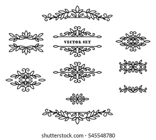 Original frames and scroll elements. Floral linear border design elements. Flourishes Calligraphic ornaments and frames.