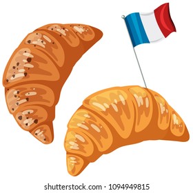 An Original French Croissant on White Background illustration